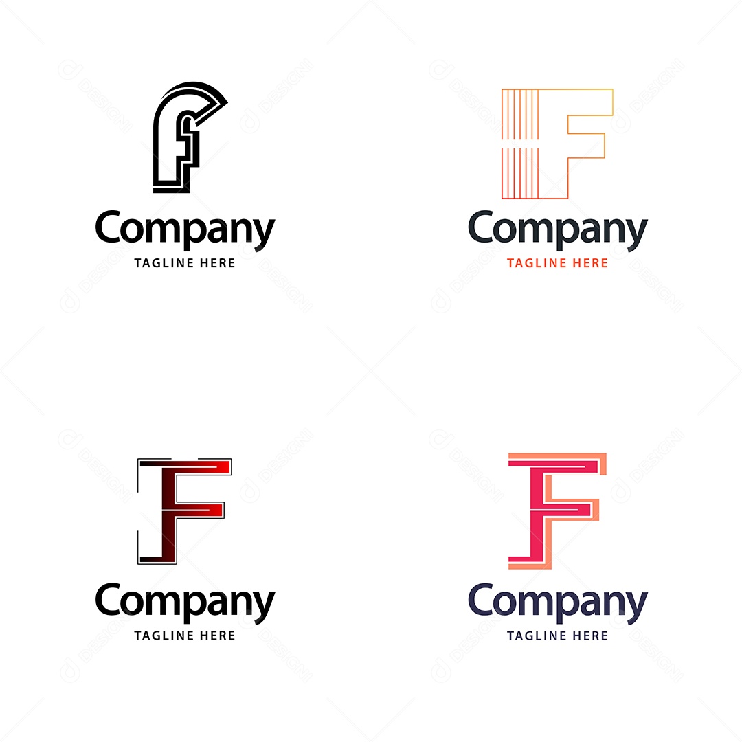 Logo F Personalizada Logotipos Modernos Vetor EPS