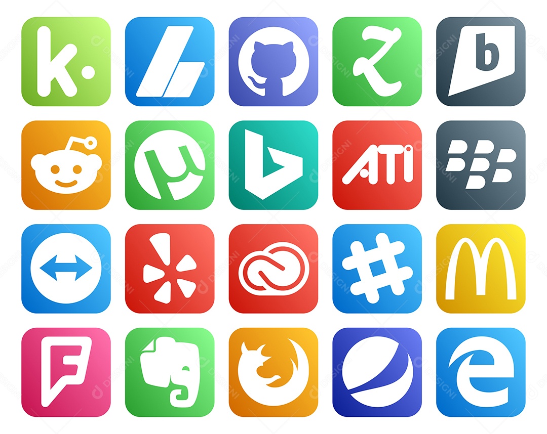 Pacote De Redes Sociais Coloridos Vetor EPS