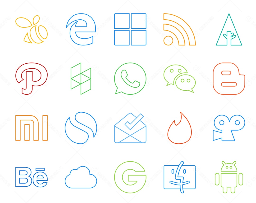 Pacote De Redes Sociais Coloridos Vetor EPS