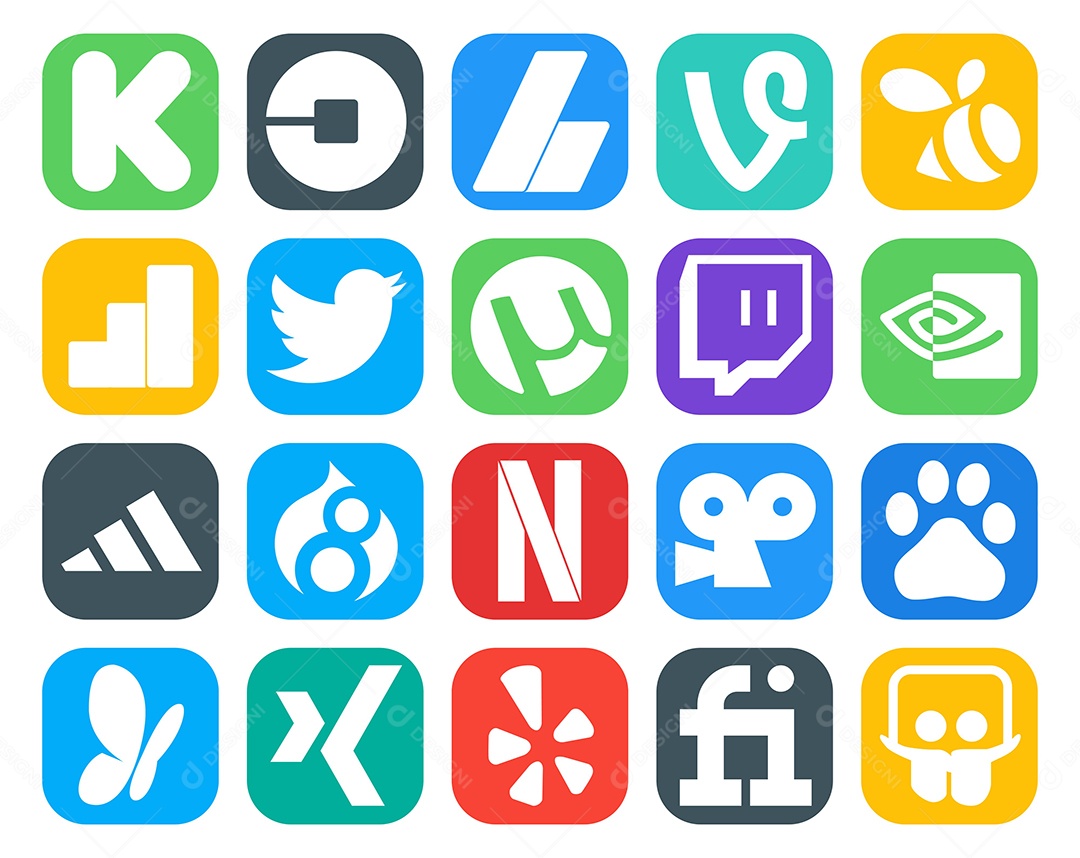 Pacote De Redes Sociais Coloridos Vetor EPS