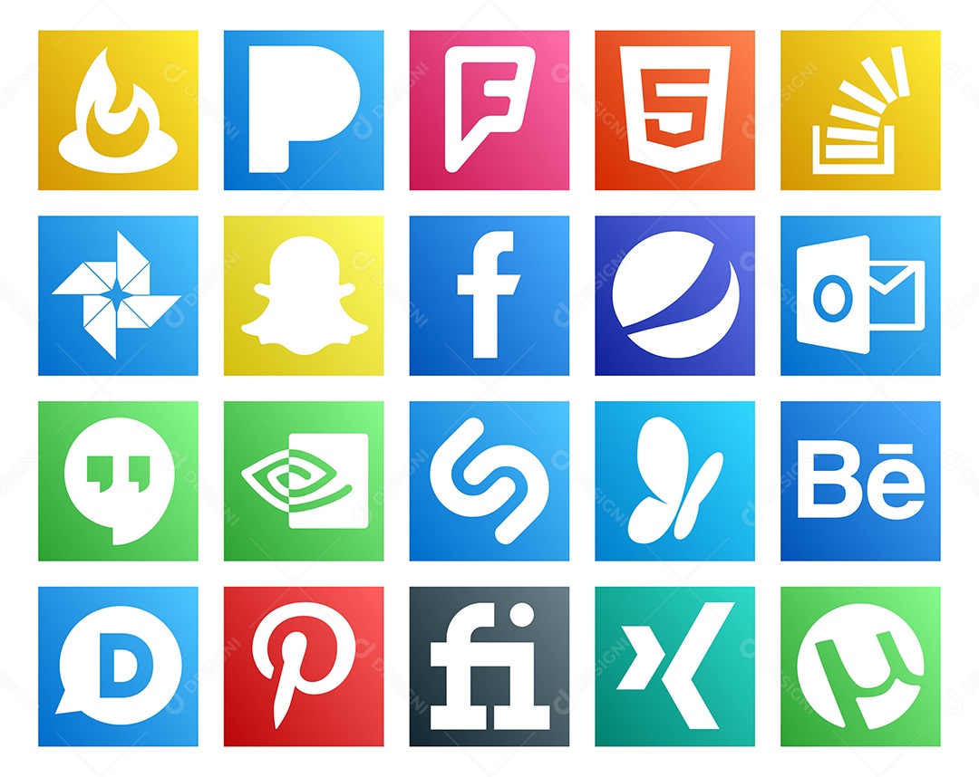 Pacote De Redes Sociais Coloridos Vetor EPS