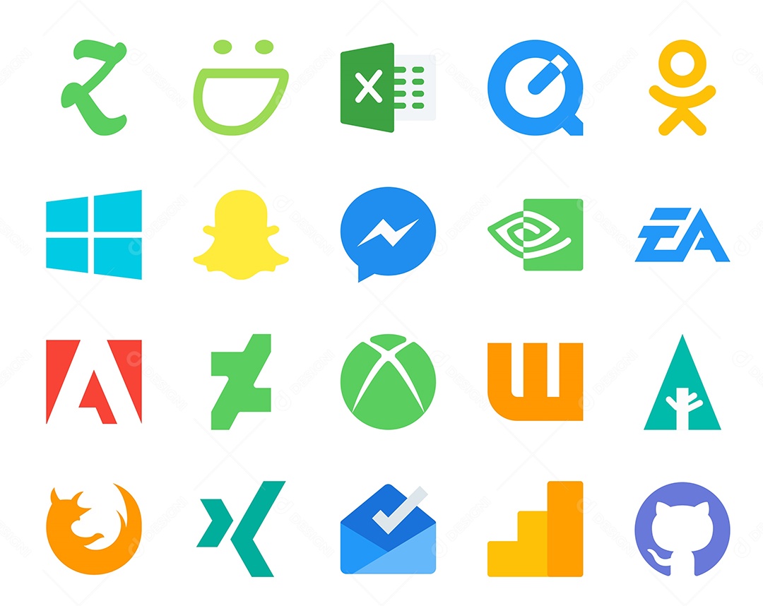 Pacote De Redes Sociais Coloridos Vetor EPS