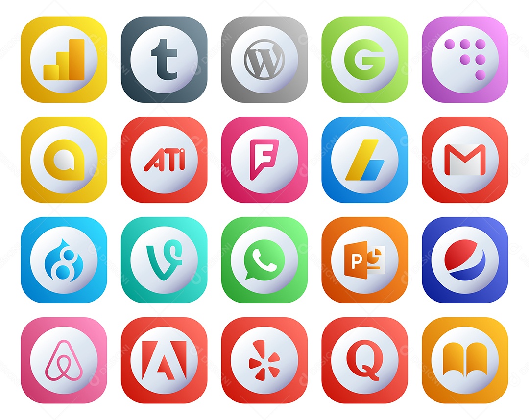 Pacote De Redes Sociais Coloridos Vetor EPS