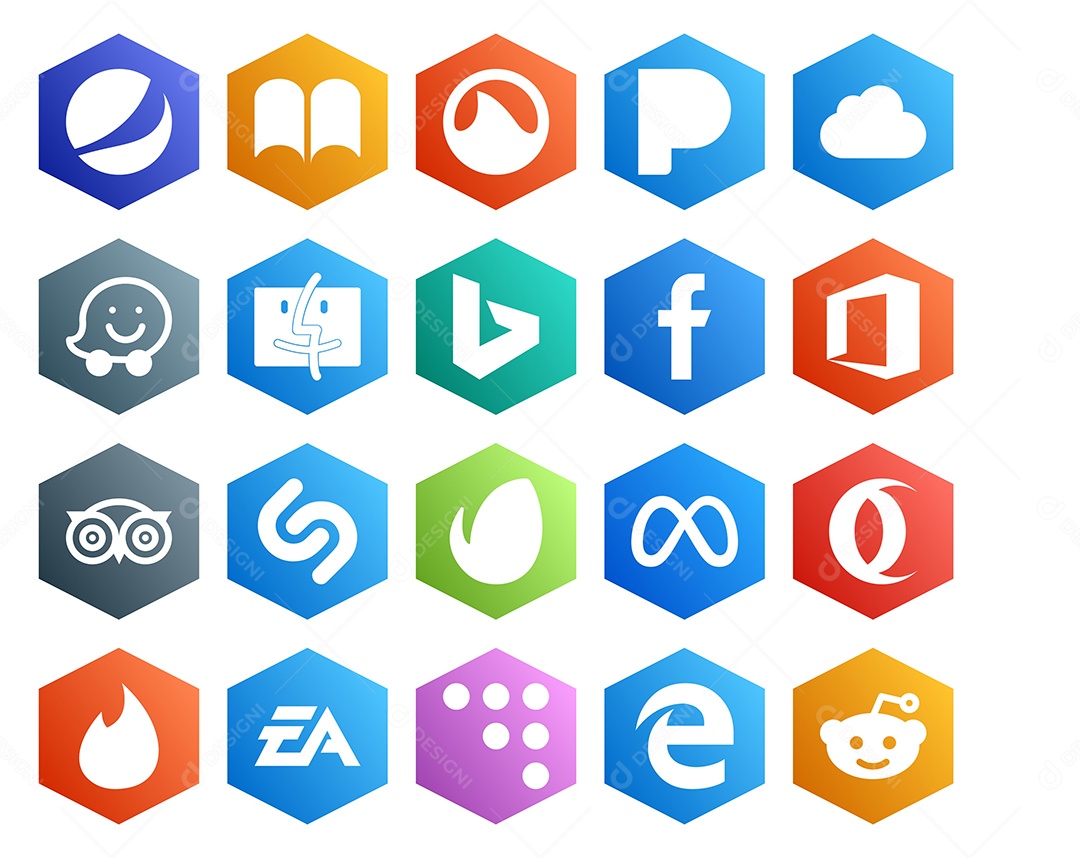 Pacote De Redes Sociais Coloridos Vetor EPS