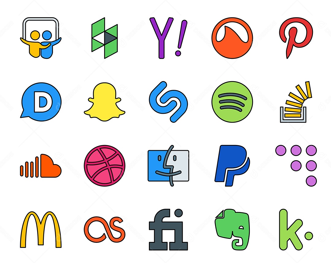 Pacote De Redes Sociais Coloridos Vetor EPS