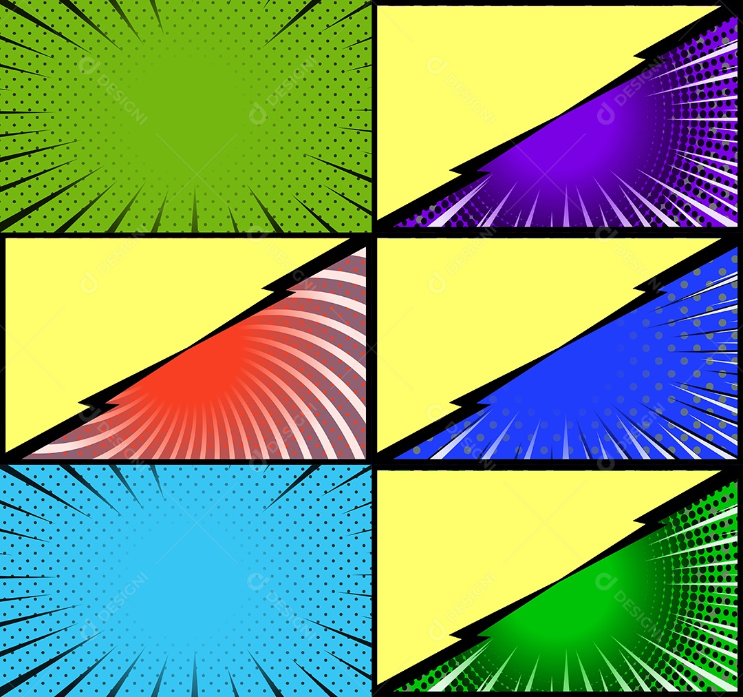 Vetor Retrô de Fundo em Quadrinhos Coloridos Vetor EPS