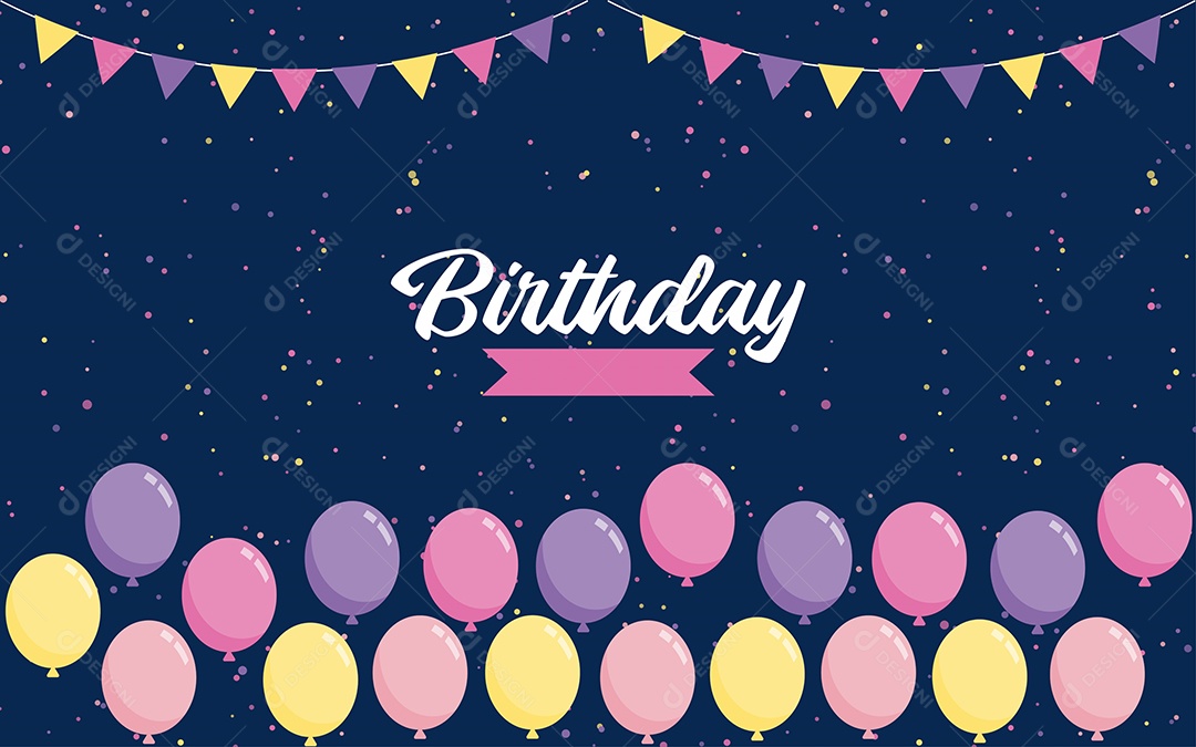 Texto de Feliz Aniversário Vetores EPS