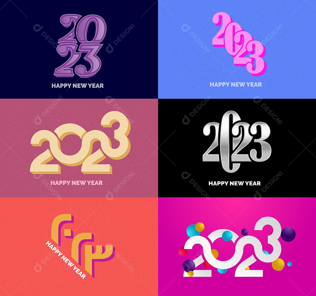 Conjunto De Logotipos Feliz 2023 Vetor EPS