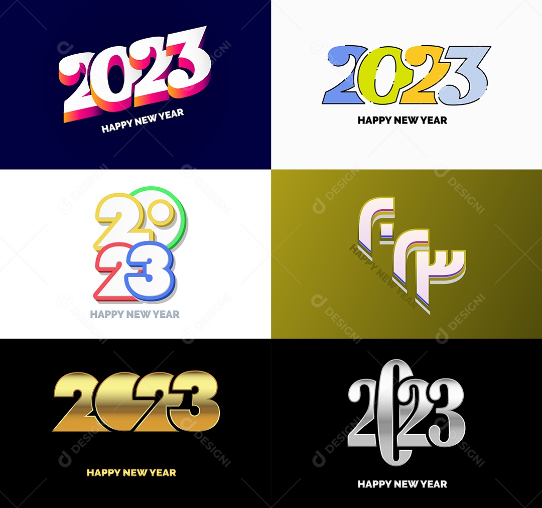 Conjunto De Logotipos Feliz 2023 Vetor EPS