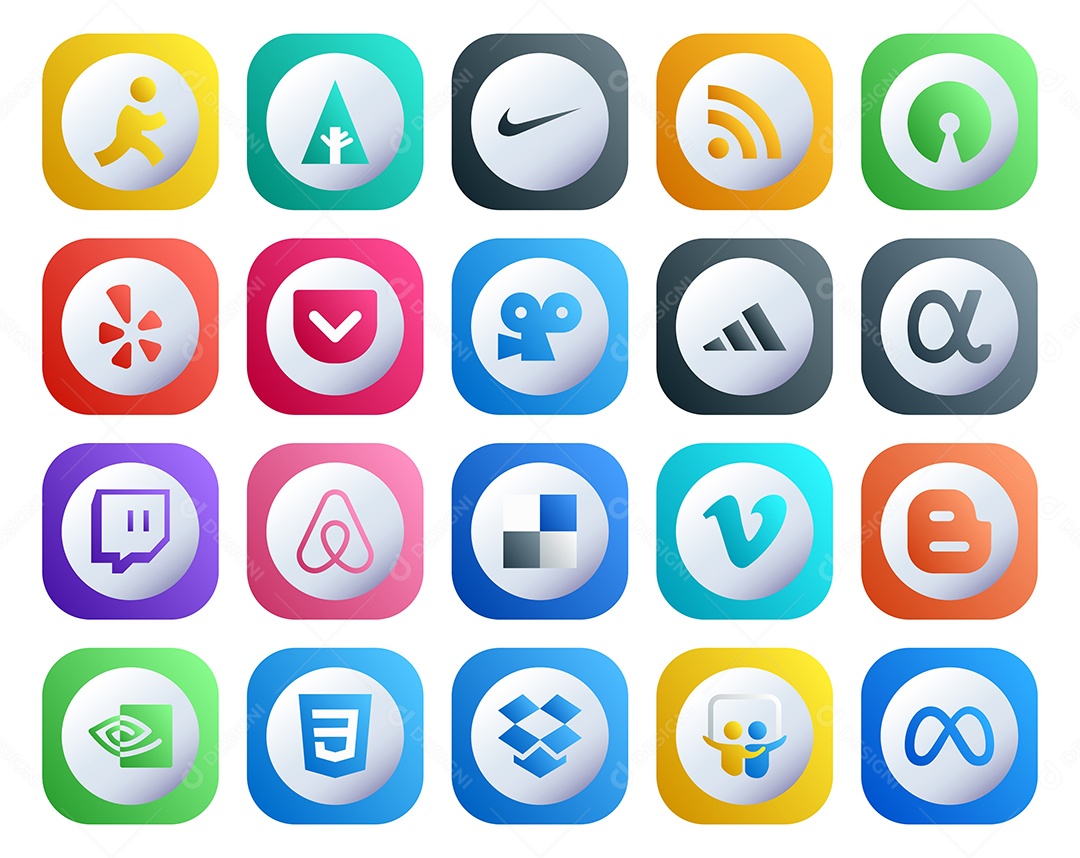 Pacote De Redes Sociais Coloridos Vetor EPS