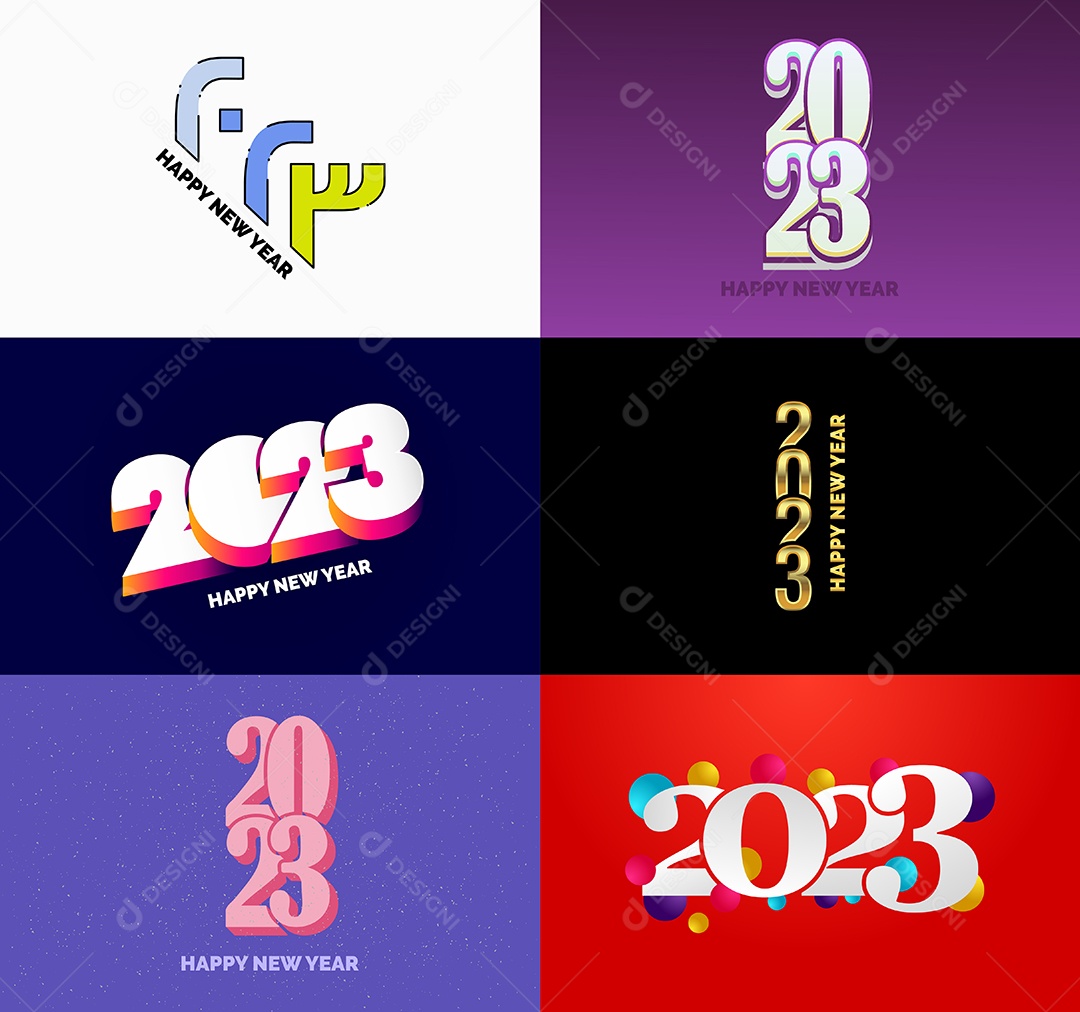 Conjunto De Logotipos Feliz 2023 Vetor EPS