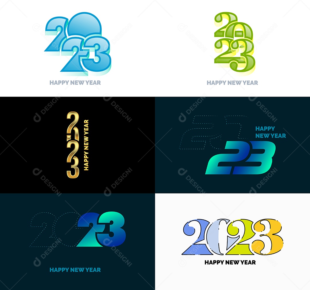 Conjunto De Logotipos Feliz 2023 Vetor EPS