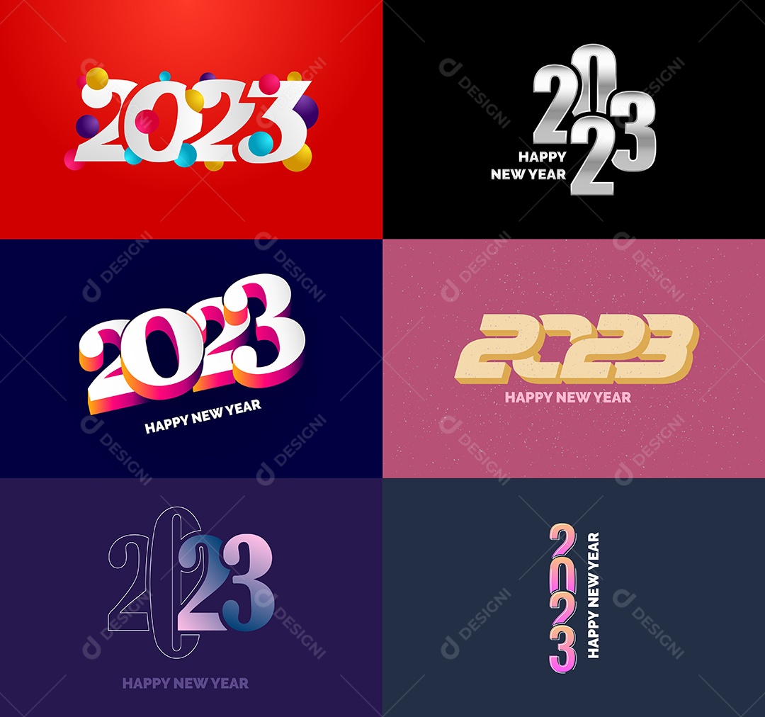 Conjunto De Logotipos Feliz 2023 Vetor EPS