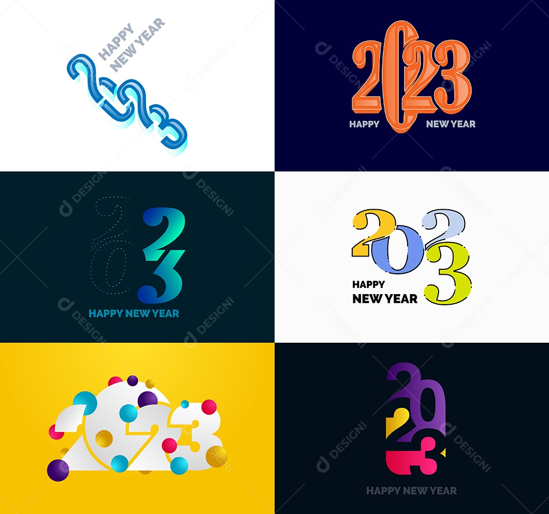Conjunto De Logotipos Feliz 2023 Vetor EPS