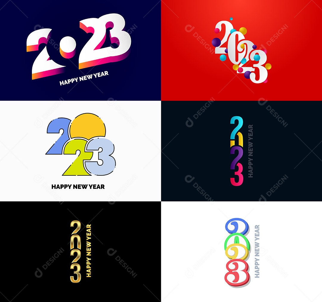 Conjunto De Logotipos Feliz 2023 Vetor EPS