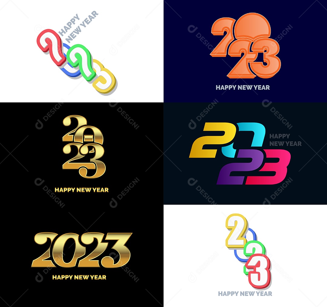 Conjunto De Logotipos Feliz 2023 Vetor EPS