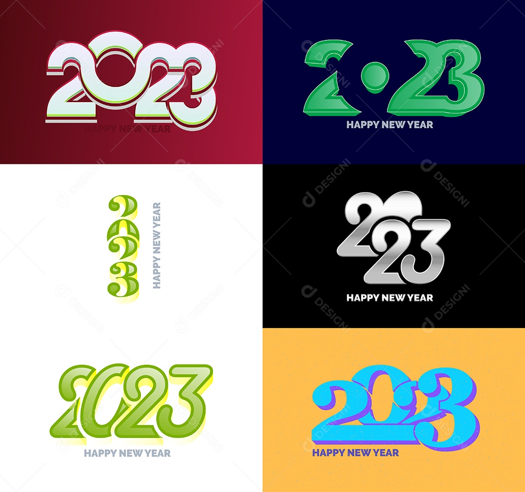 Conjunto De Logotipos Feliz 2023 Vetor EPS