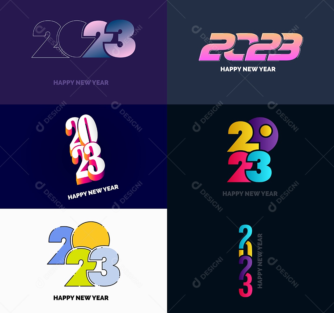 Conjunto De Logotipos Feliz 2023 Vetor EPS