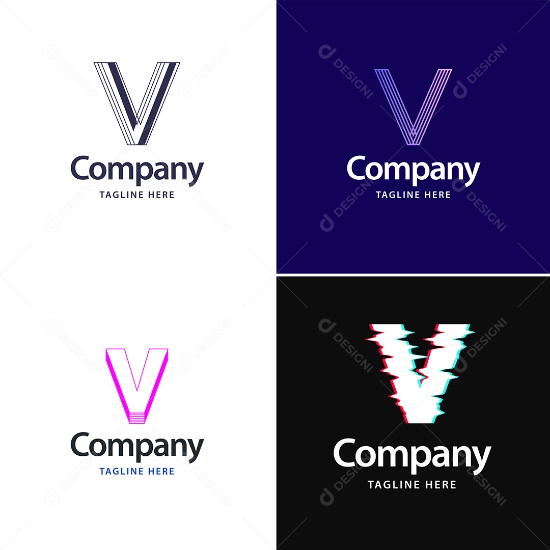 Logo V Personalizada Logotipos Modernos Vetor EPS