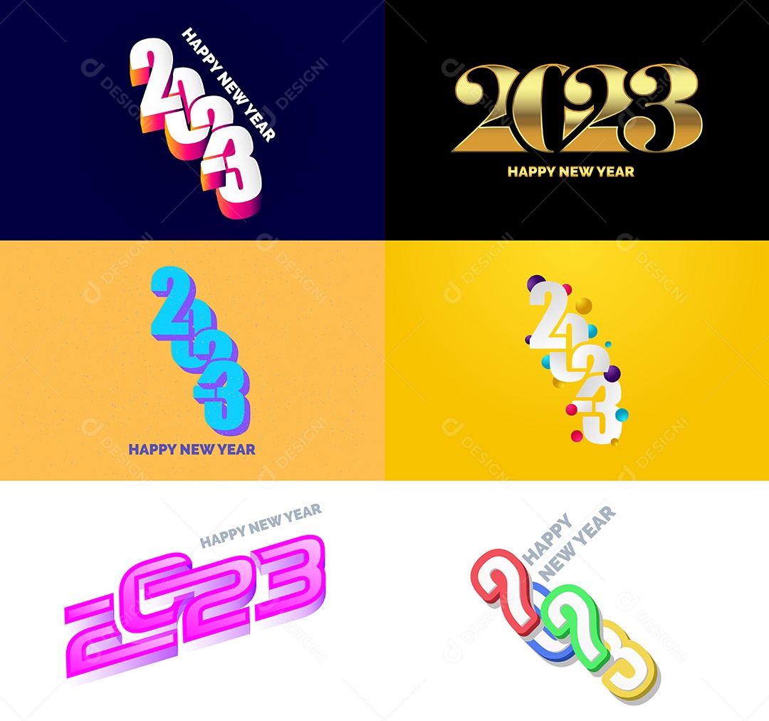 Conjunto De Logotipos Feliz 2023 Vetor EPS