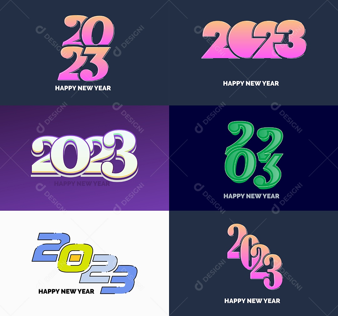 Conjunto De Logotipos Feliz 2023 Vetor EPS