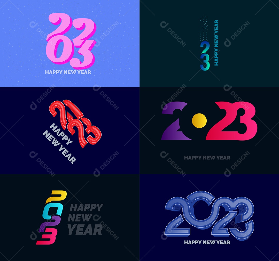 Conjunto De Logotipos Feliz 2023 Vetor EPS