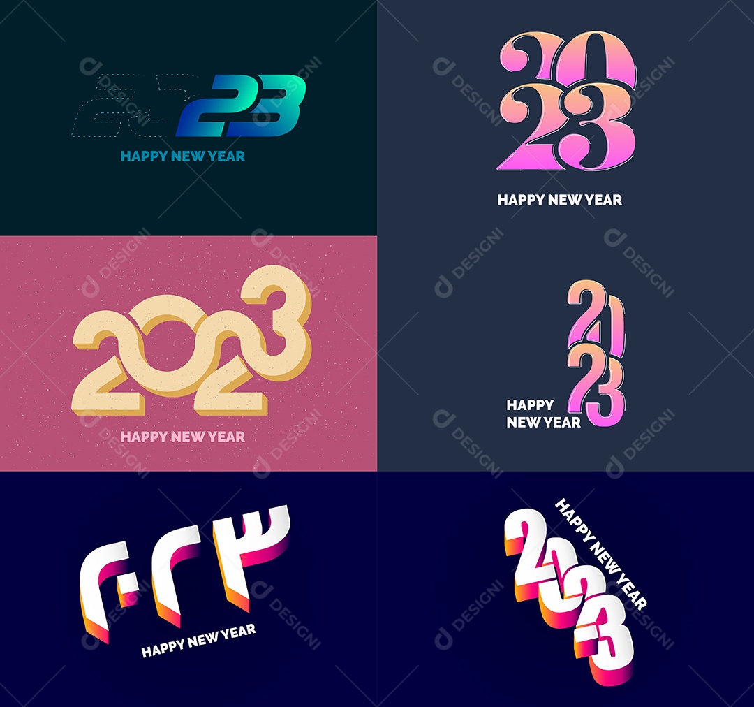 Conjunto De Logotipos Feliz 2023 Vetor EPS