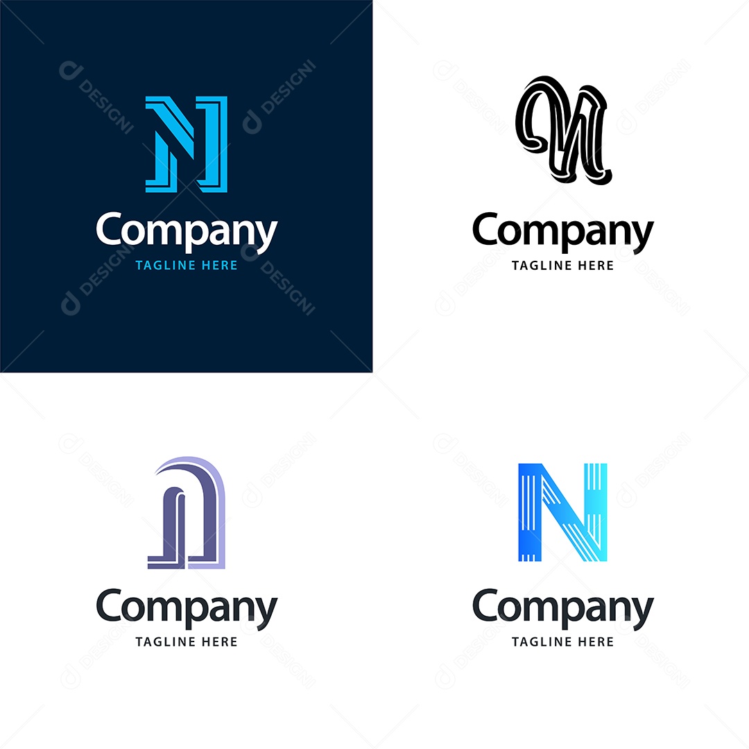 Logo N Personalizada Logotipos Modernos Vetor EPS