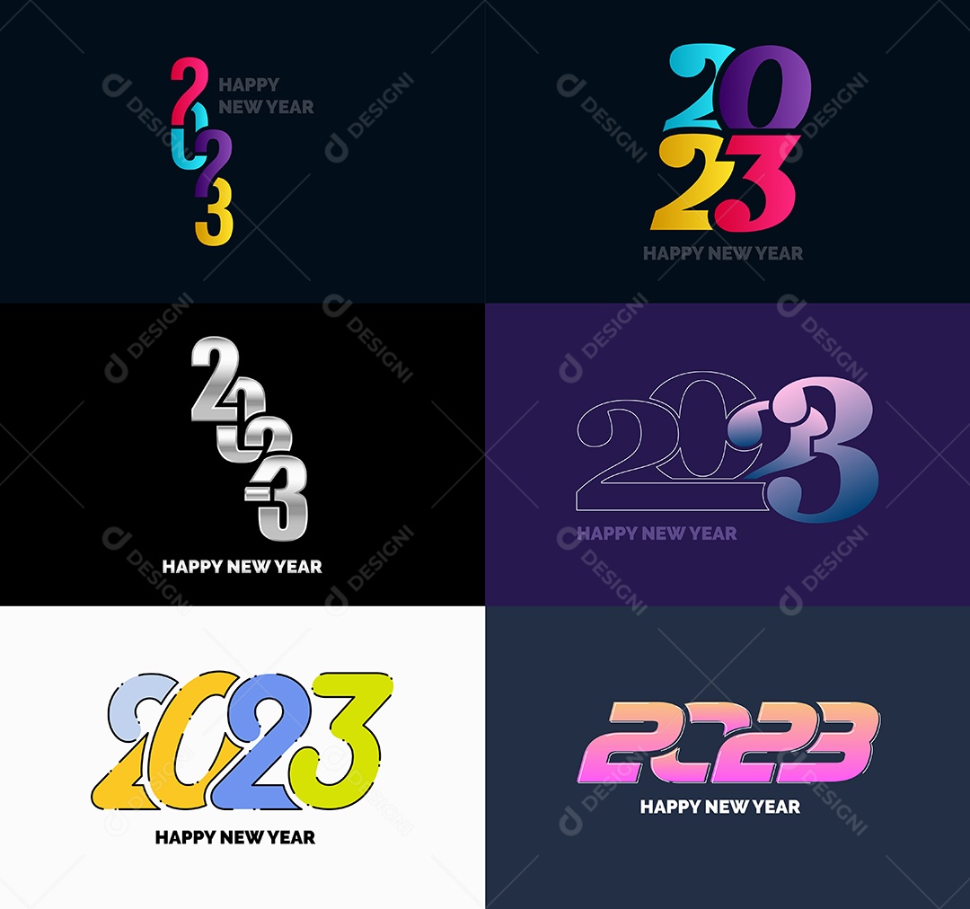 Conjunto De Logotipos Feliz 2023 Vetor EPS