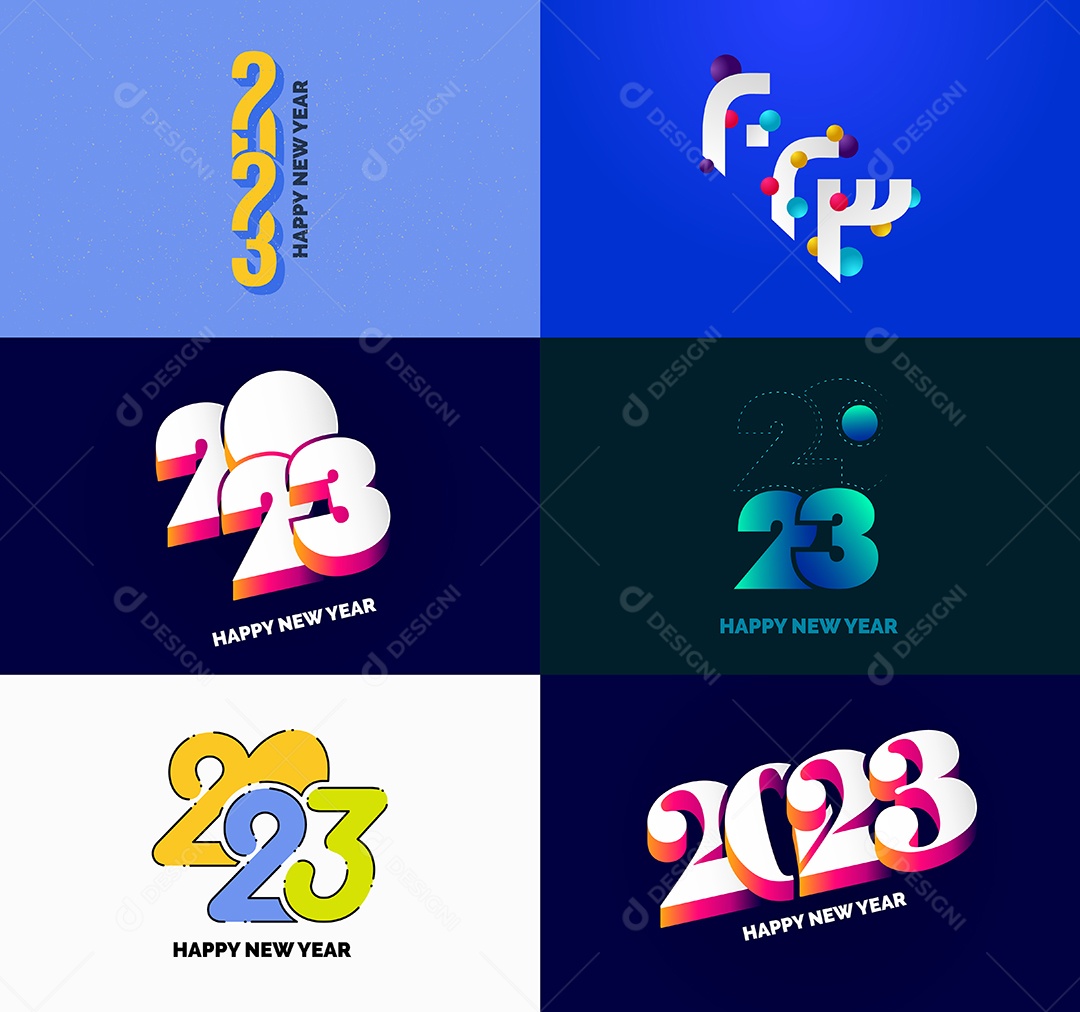 Conjunto De Logotipos Feliz 2023 Vetor EPS
