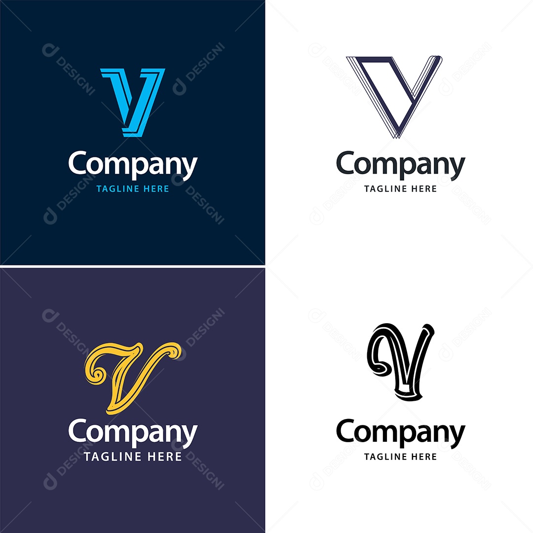 Logo V Personalizada Logotipos Modernos Vetor EPS