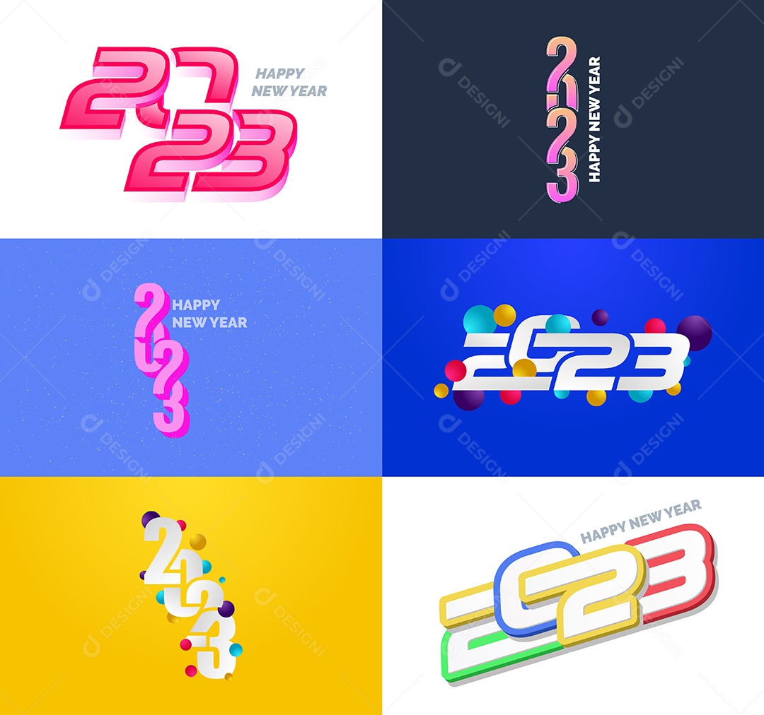 Conjunto De Logotipos Feliz 2023 Vetor EPS
