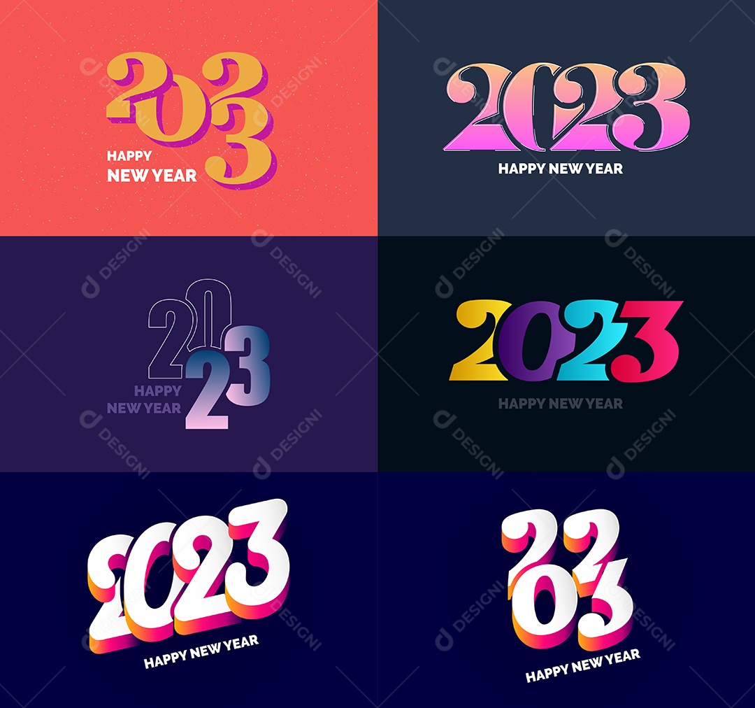 Conjunto De Logotipos Feliz 2023 Vetor EPS