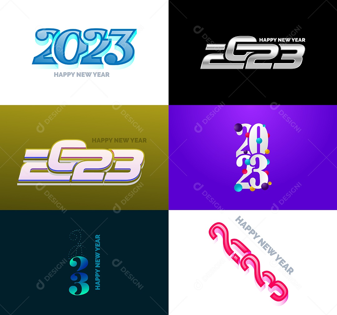 Conjunto De Logotipos Feliz 2023 Vetor EPS