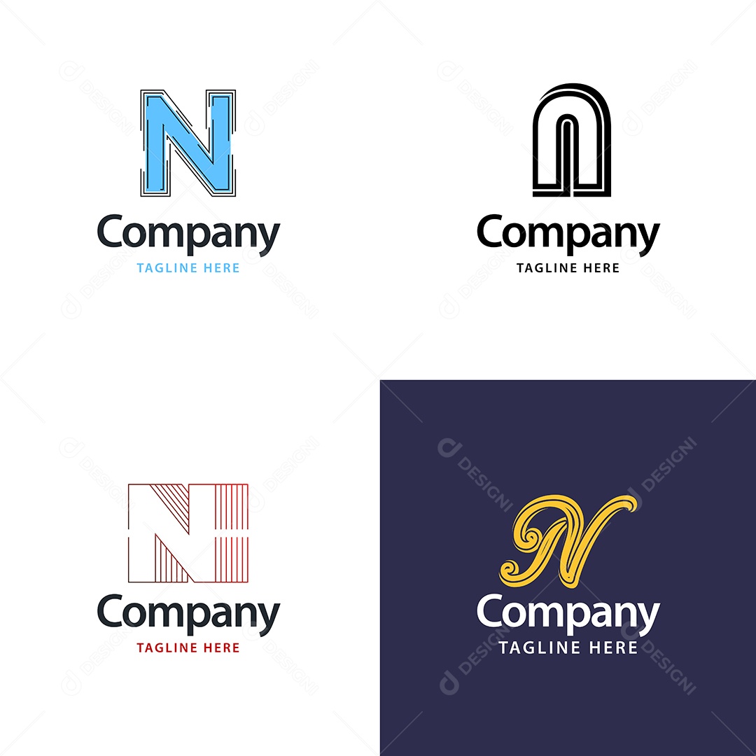 Logo N Personalizada Logotipos Modernos Vetor EPS