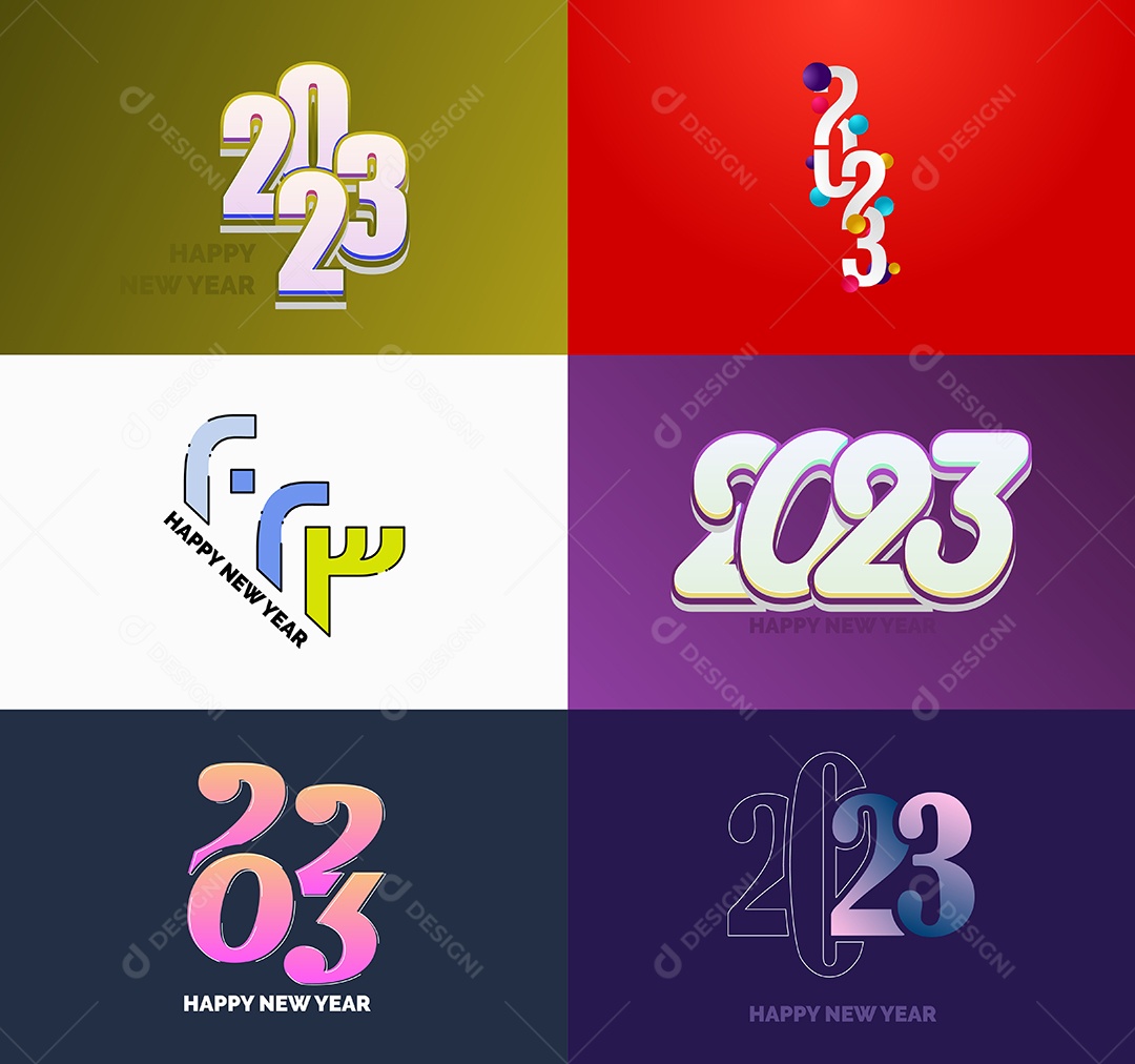 Conjunto De Logotipos Feliz 2023 Vetor EPS