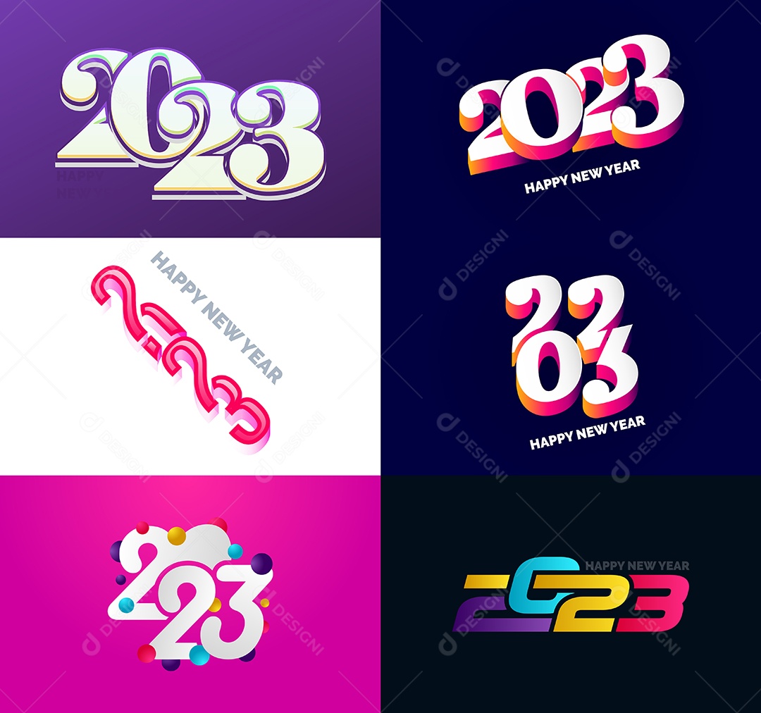 Conjunto De Logotipos Feliz 2023 Vetor EPS