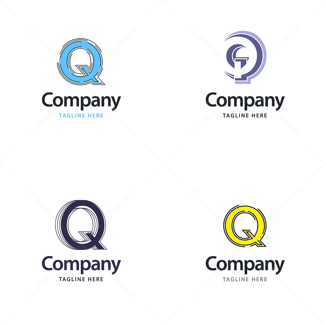 Logo Q Personalizada Logotipos Modernos Vetor EPS