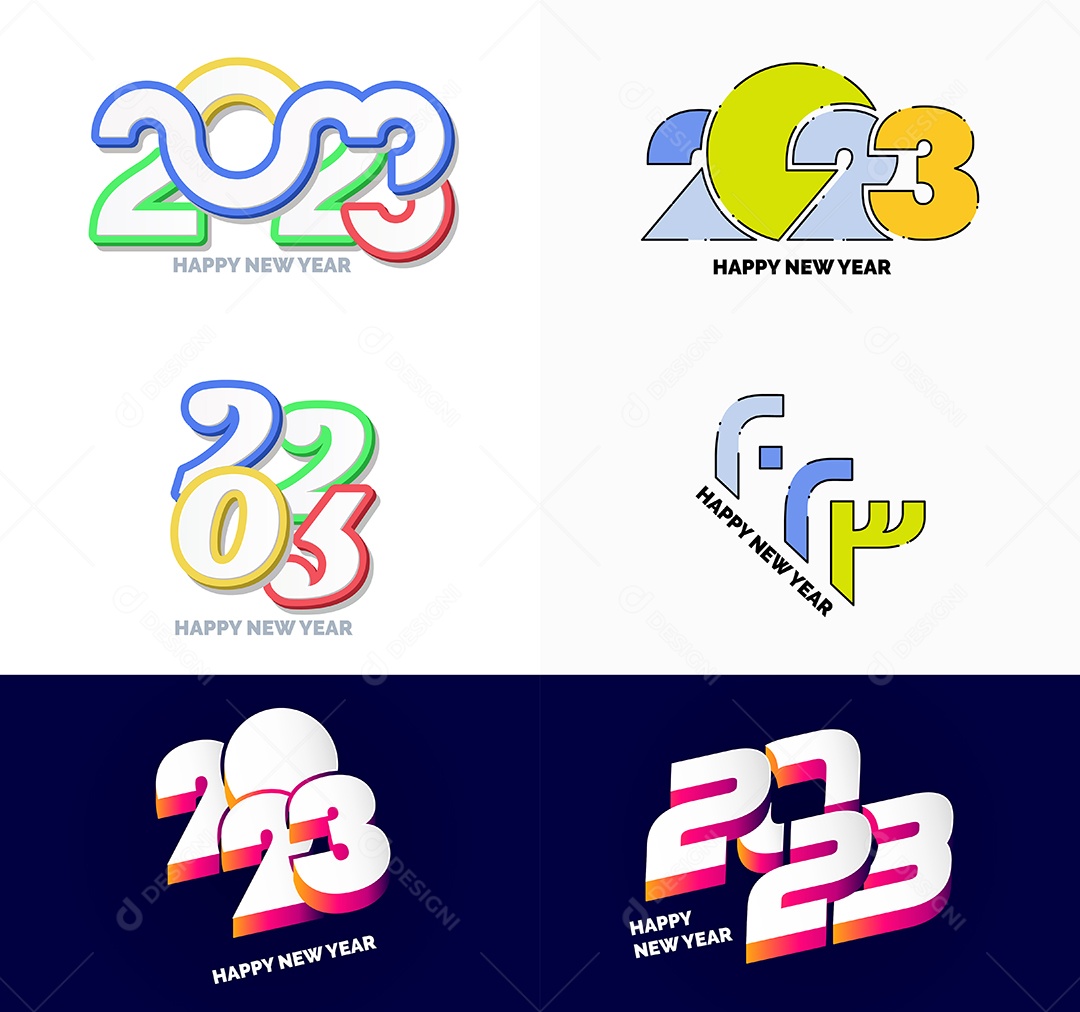 Conjunto De Logotipos Feliz 2023 Vetor EPS