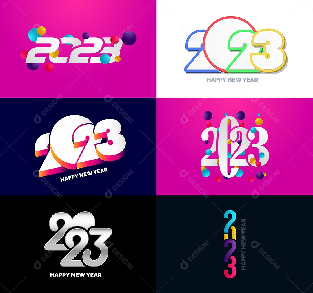 Conjunto De Logotipos Feliz 2023 Vetor EPS