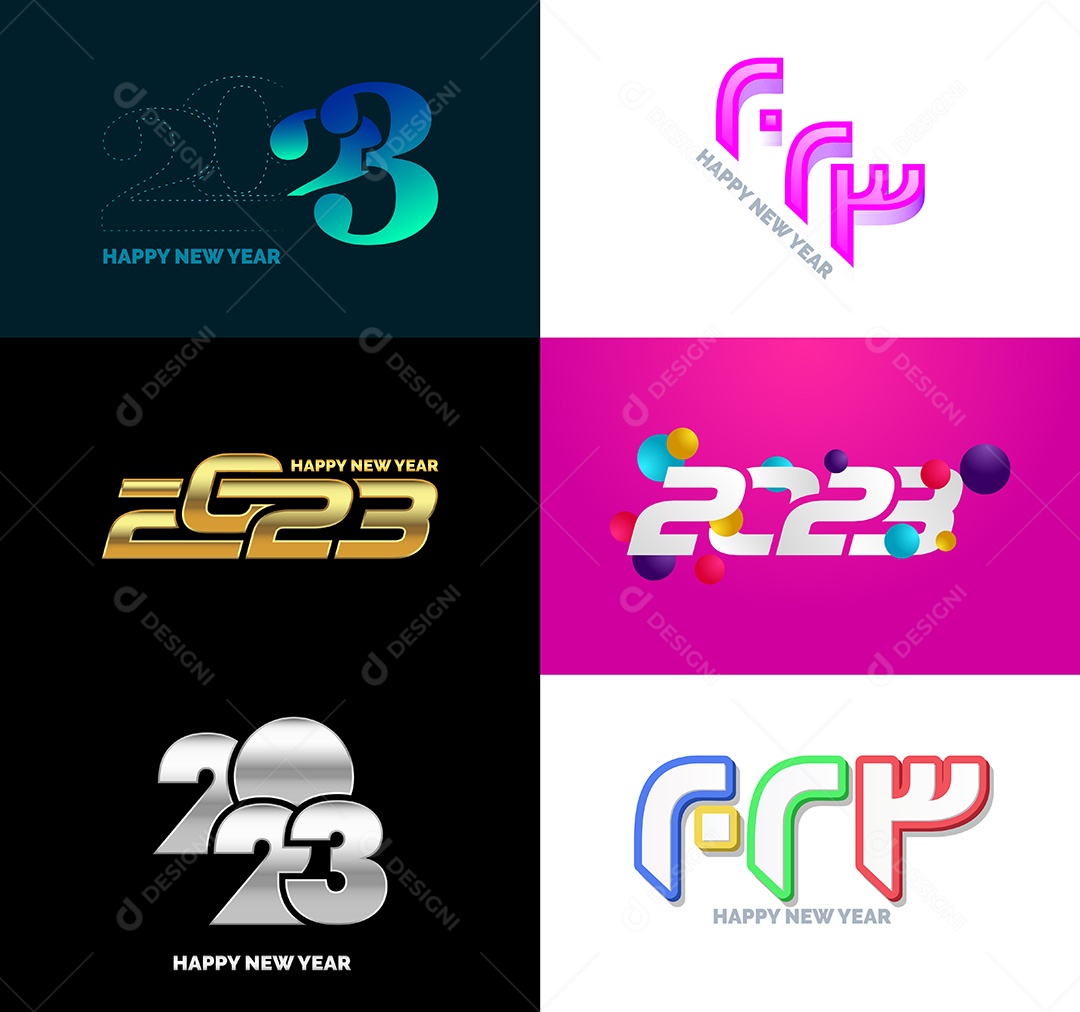Conjunto De Logotipos Feliz 2023 Vetor EPS