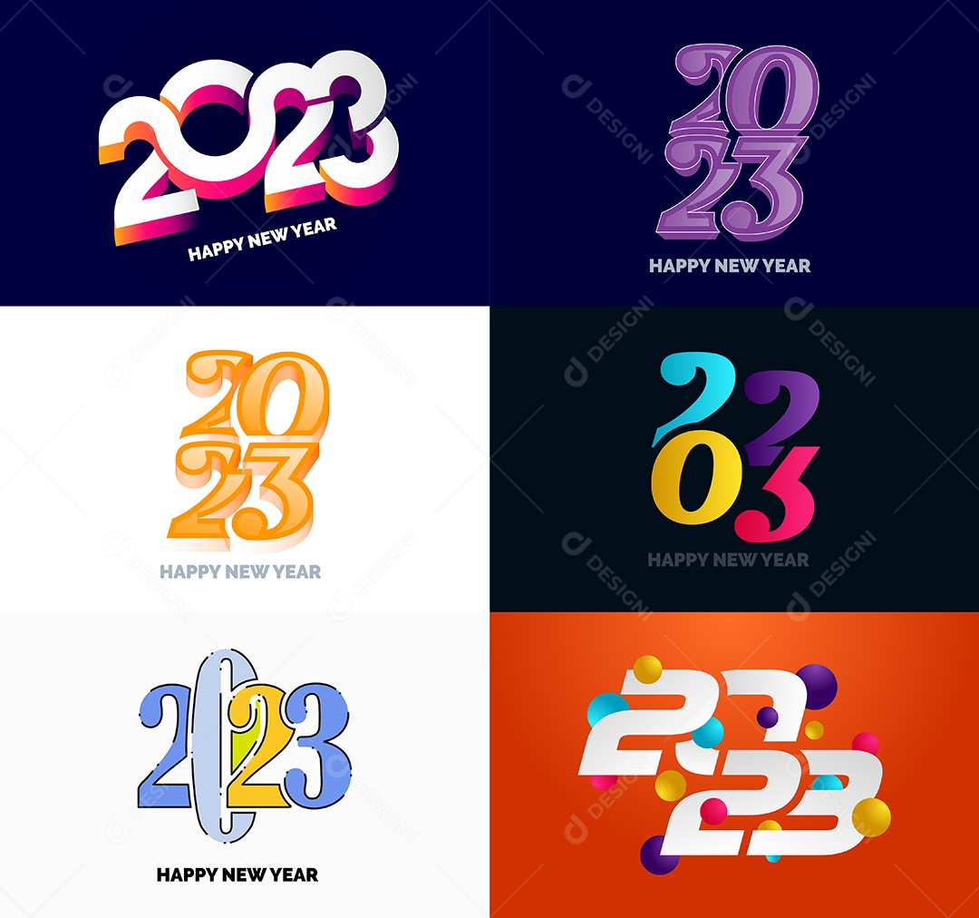 Conjunto De Logotipos Feliz 2023 Vetor EPS