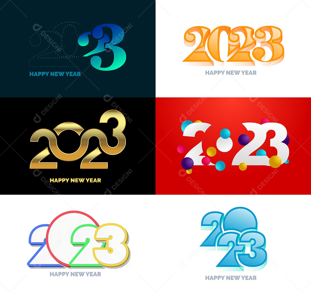 Conjunto De Logotipos Feliz 2023 Vetor EPS