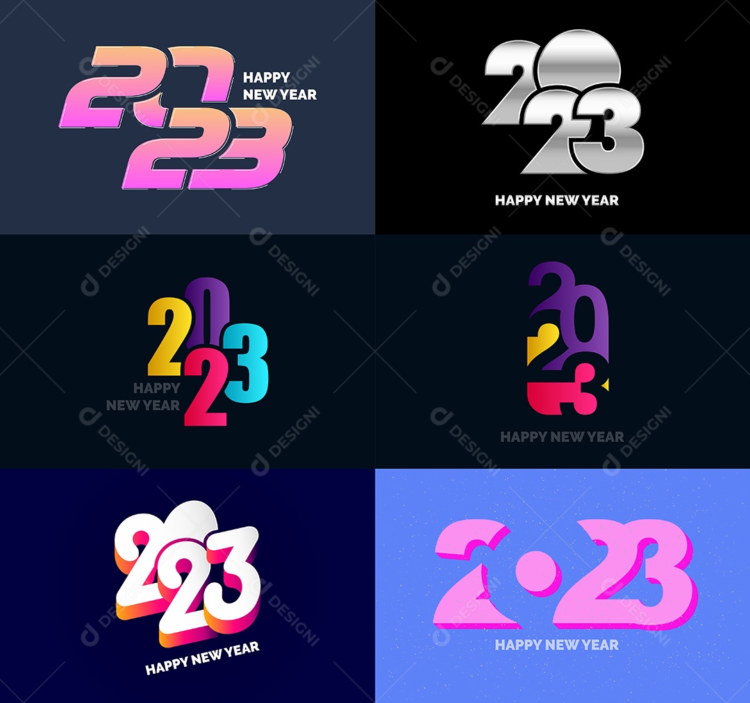 Conjunto De Logotipos Feliz 2023 Vetor EPS