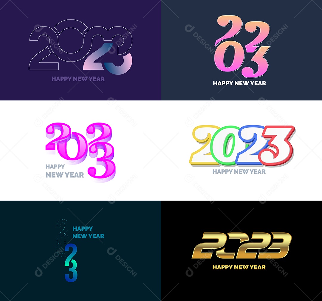 Conjunto De Logotipos Feliz 2023 Vetor EPS