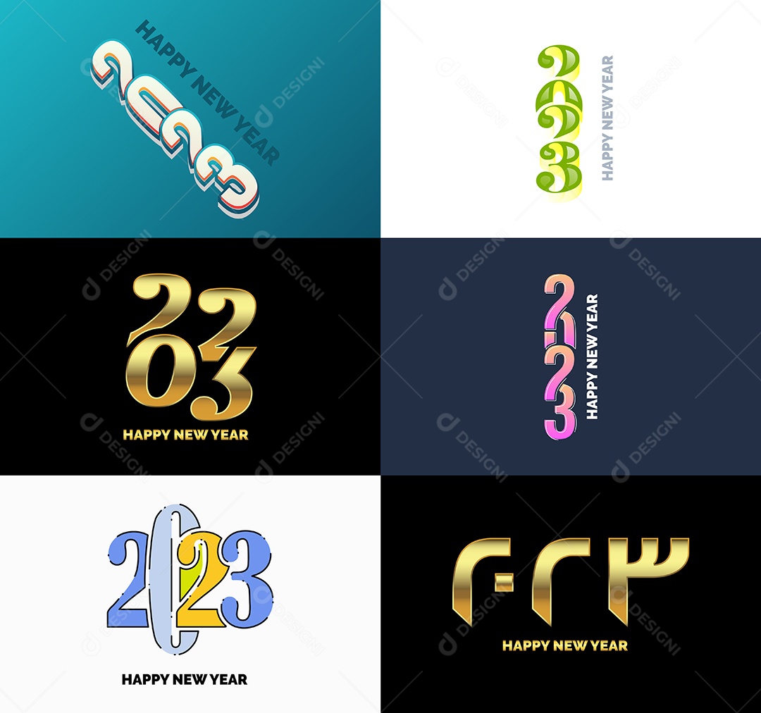 Conjunto De Logotipos Feliz 2023 Vetor EPS