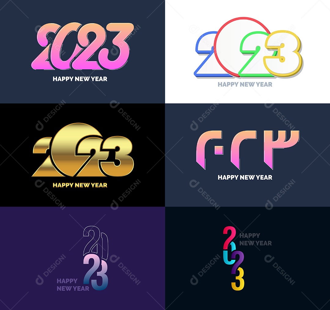 Conjunto De Logotipos Feliz 2023 Vetor EPS