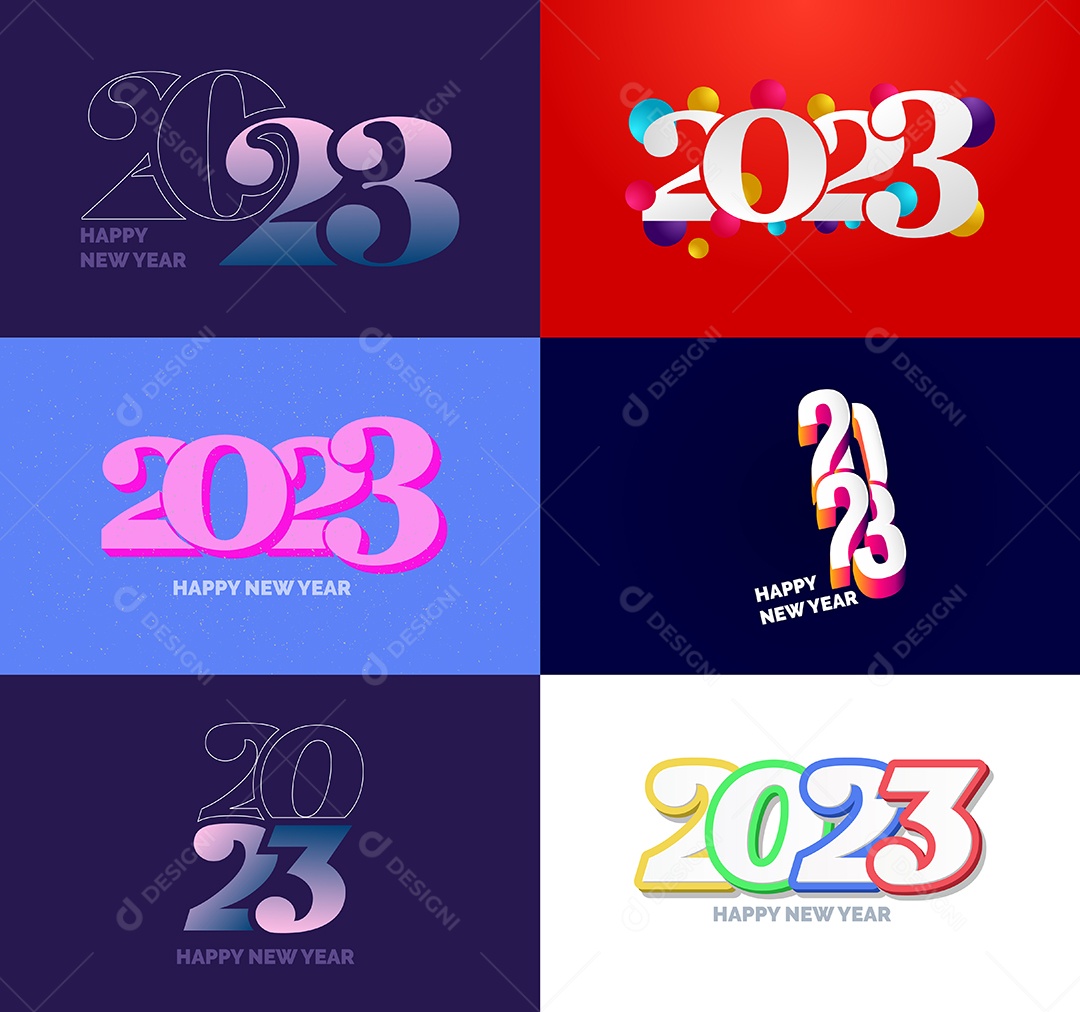 Conjunto De Logotipos Feliz 2023 Vetor EPS