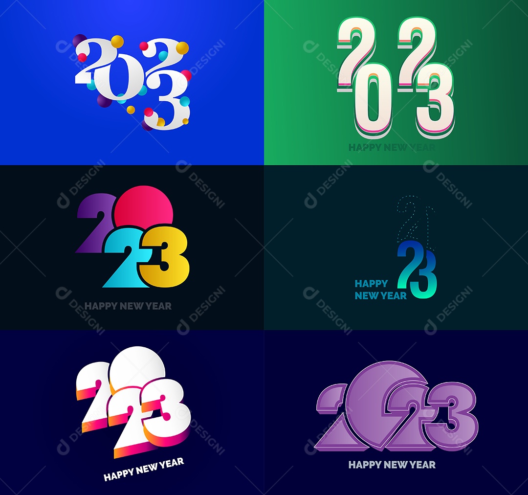 Conjunto De Logotipos Feliz 2023 Vetor EPS