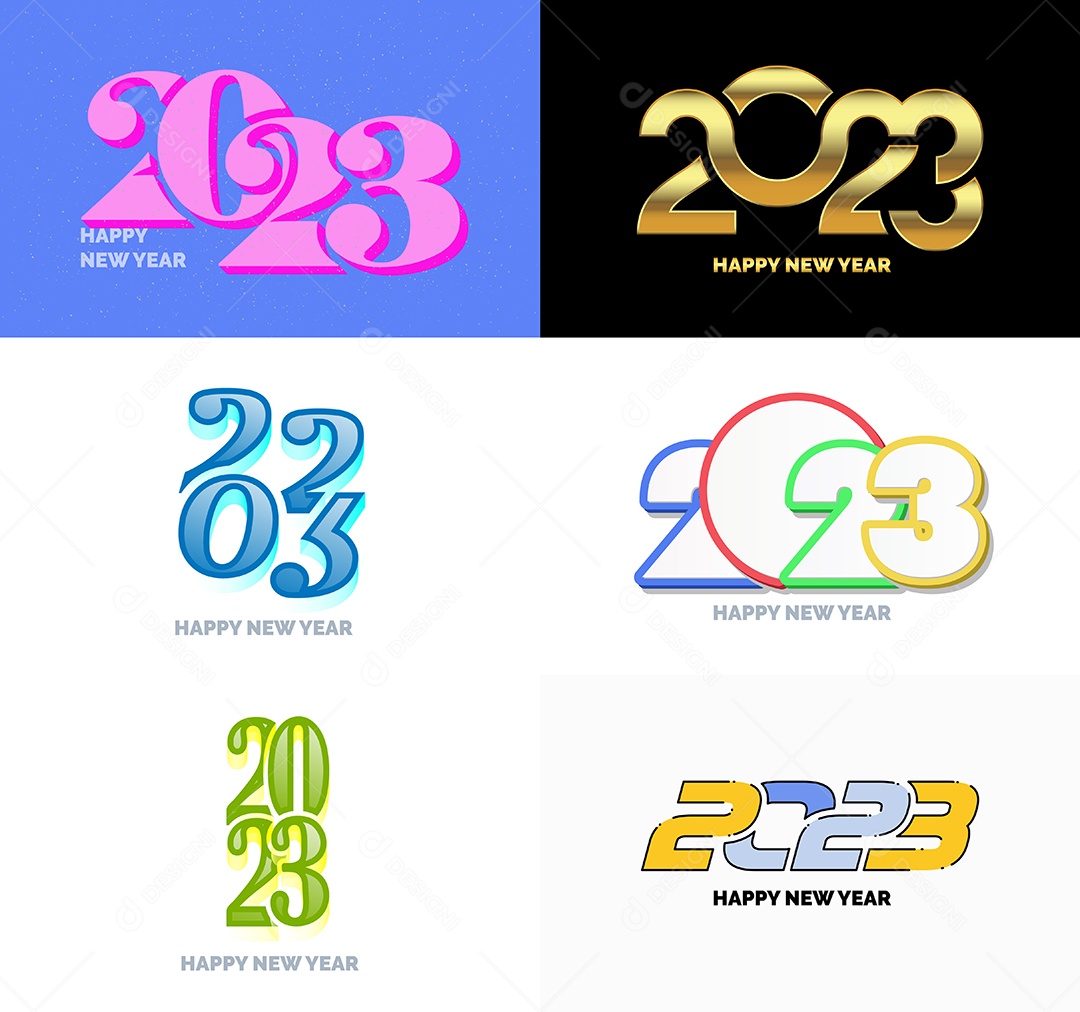 Conjunto De Logotipos Feliz 2023 Vetor EPS